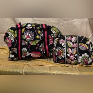 Vera Bradley Sports Duffel and Large Cosmetic Bag - Moon Blooms